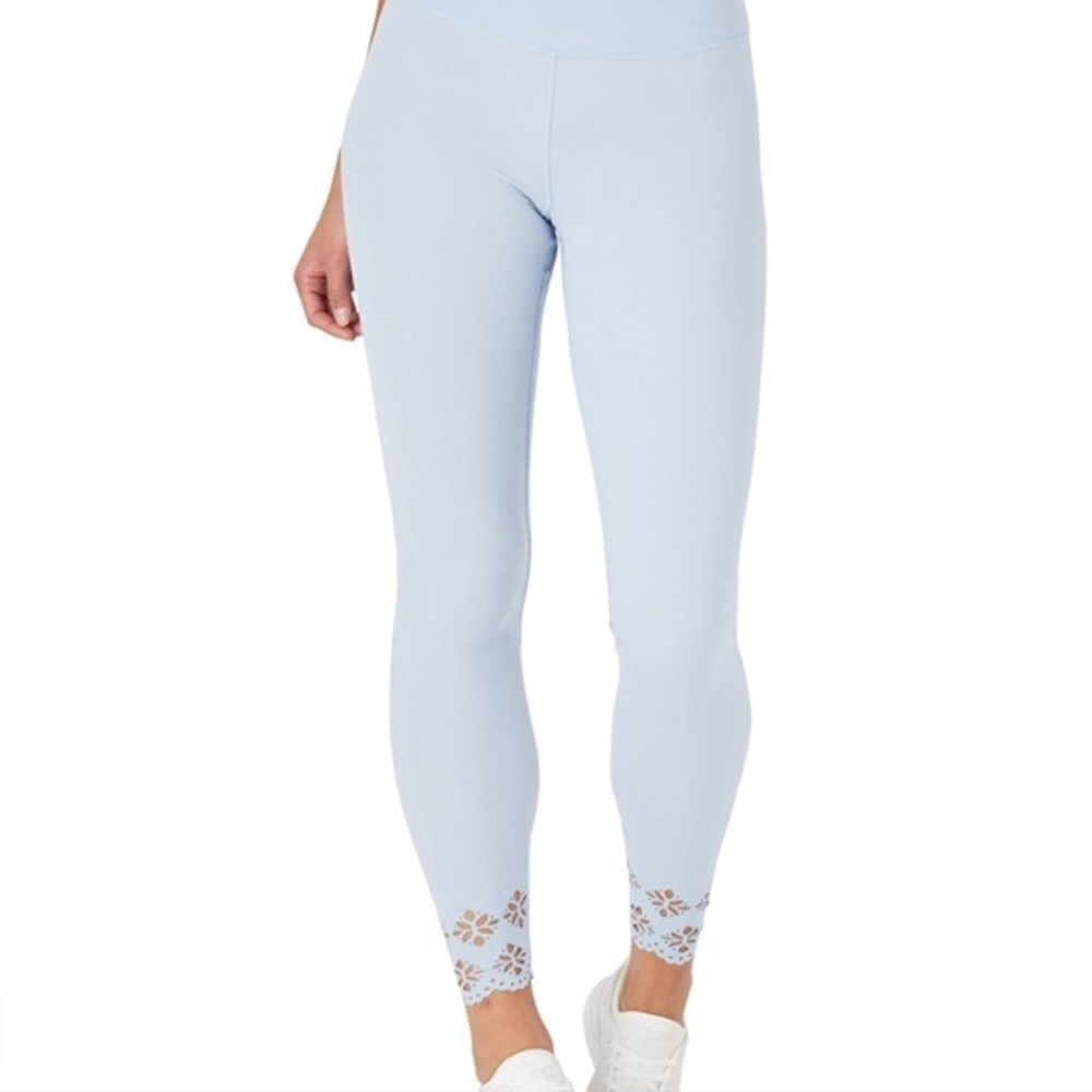 Glyder Sky Blue Cascade Leggings With Laser-Cut Ankle Details - Women’s Medium